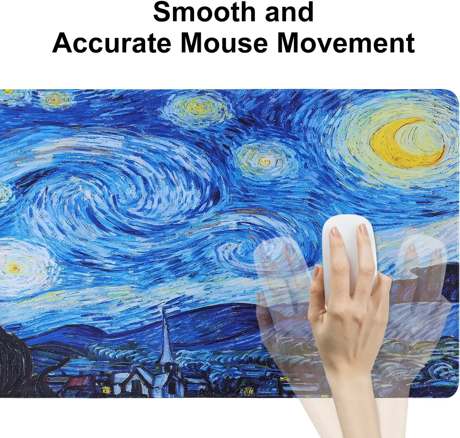 Starry Night Extended Gaming Mouse Pad Non-Slip Water-Resistant Rubber Base Computer Keyboard Mouse Mat Desk Protector for Work