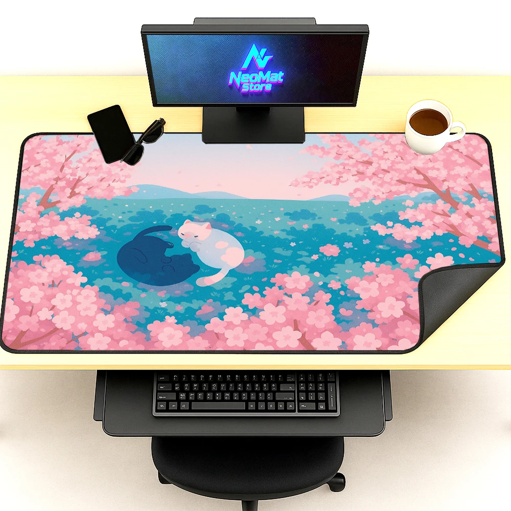 Pink Office Mouse Pad Xxl Cat Desktop Accessories Aesthetic Carpet Keyboard Mat Blue Mousepad Kawaii Computer Mat for Desk Cute