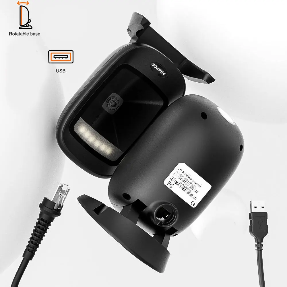 Desktop Barcode Scanner, 1D, 2D, QR Code, High Performance, Auto Sense, Data Matrix, Bar Code Reader for Store Payment, Omnidirectional