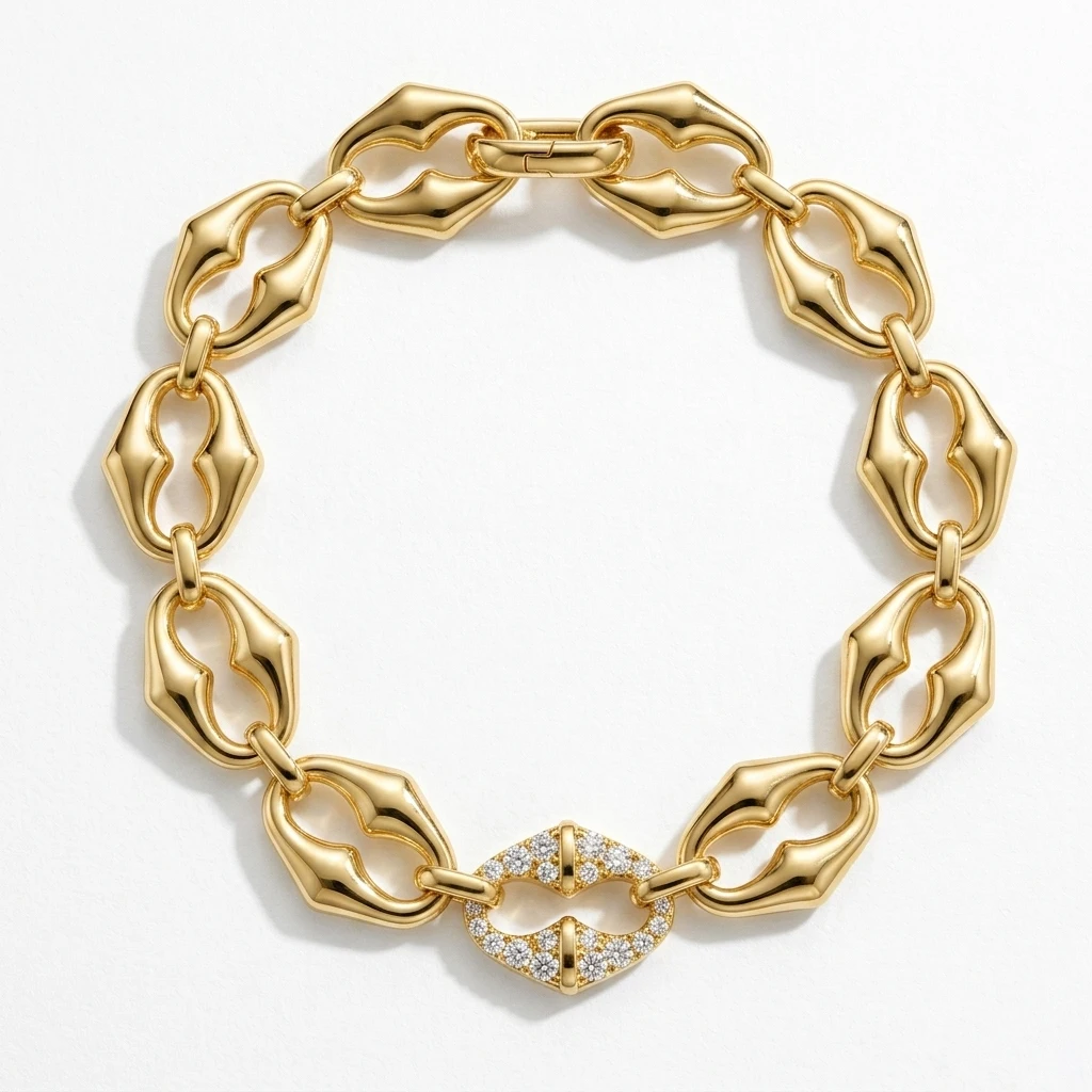 Women Fashion Luxury Chunky Chain Bracelet, Shiny CZ Adjustable Hand Jewelry, Daily Party Vacation Dating Jewelry Gift