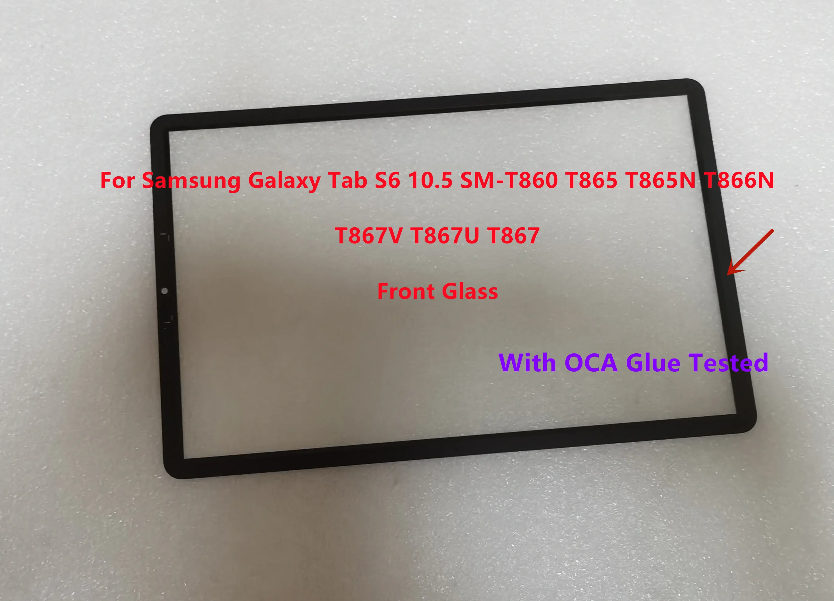 New For Samsung Galaxy Tab S6 10.5 SM-T860 T865 T865N T866N T867V T867U T867 Front Glass Touch Screen LCD Outer Panel +OCA Glue