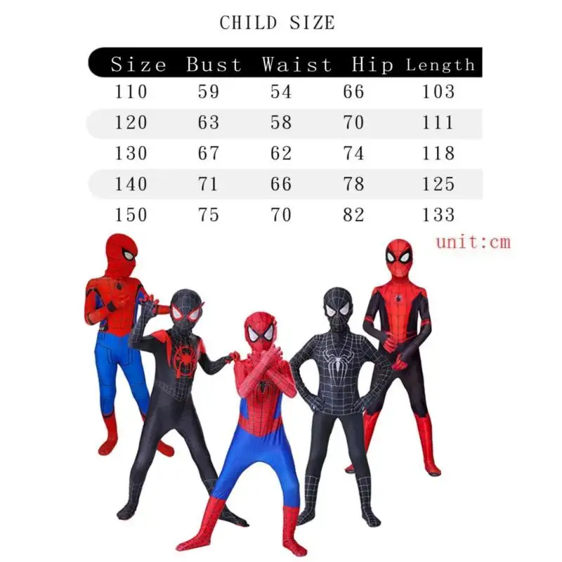 Costume Spider-Man Smile Hero Jumpsuit pour garçons et filles, Miles Morales, Spider-Man Cosplay, costume de batterie Zentai, tenues d'Halloween de style 3D