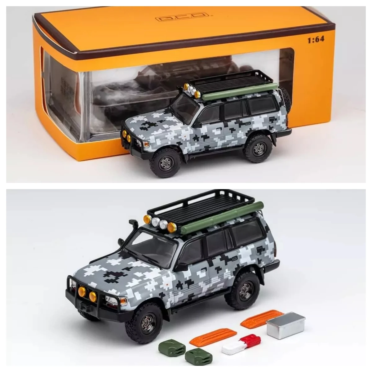 

GCD Land Cruiser LC80 Digital Camo Modified Version With Accessories 1:64 iecast Metal Car Collection Limited Edition Hobby Toys