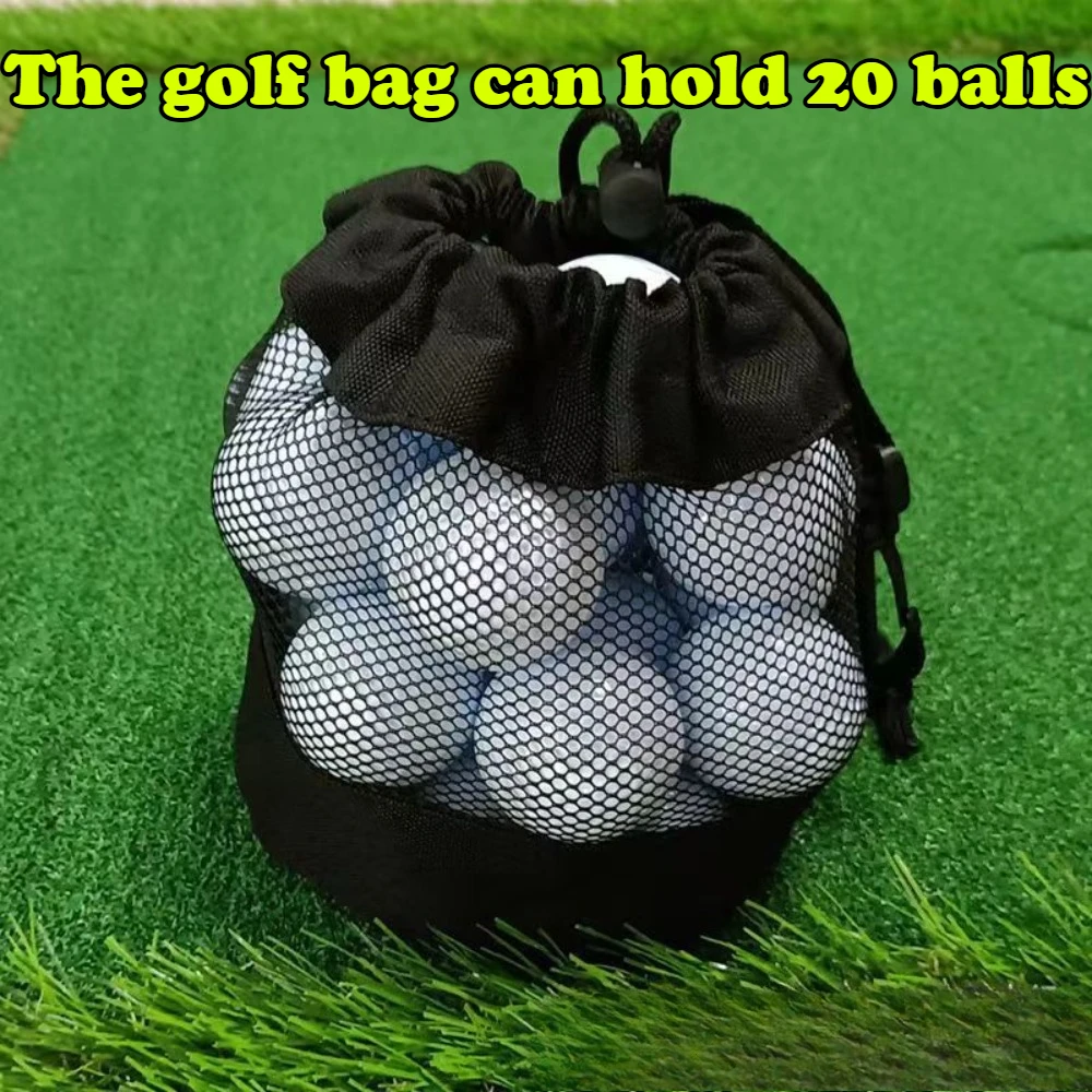 Single-sided Drawstring Mesh Storage Bag, Portable Golf Tennis Carry Pouch, Lightweight Sports Training Accessory
