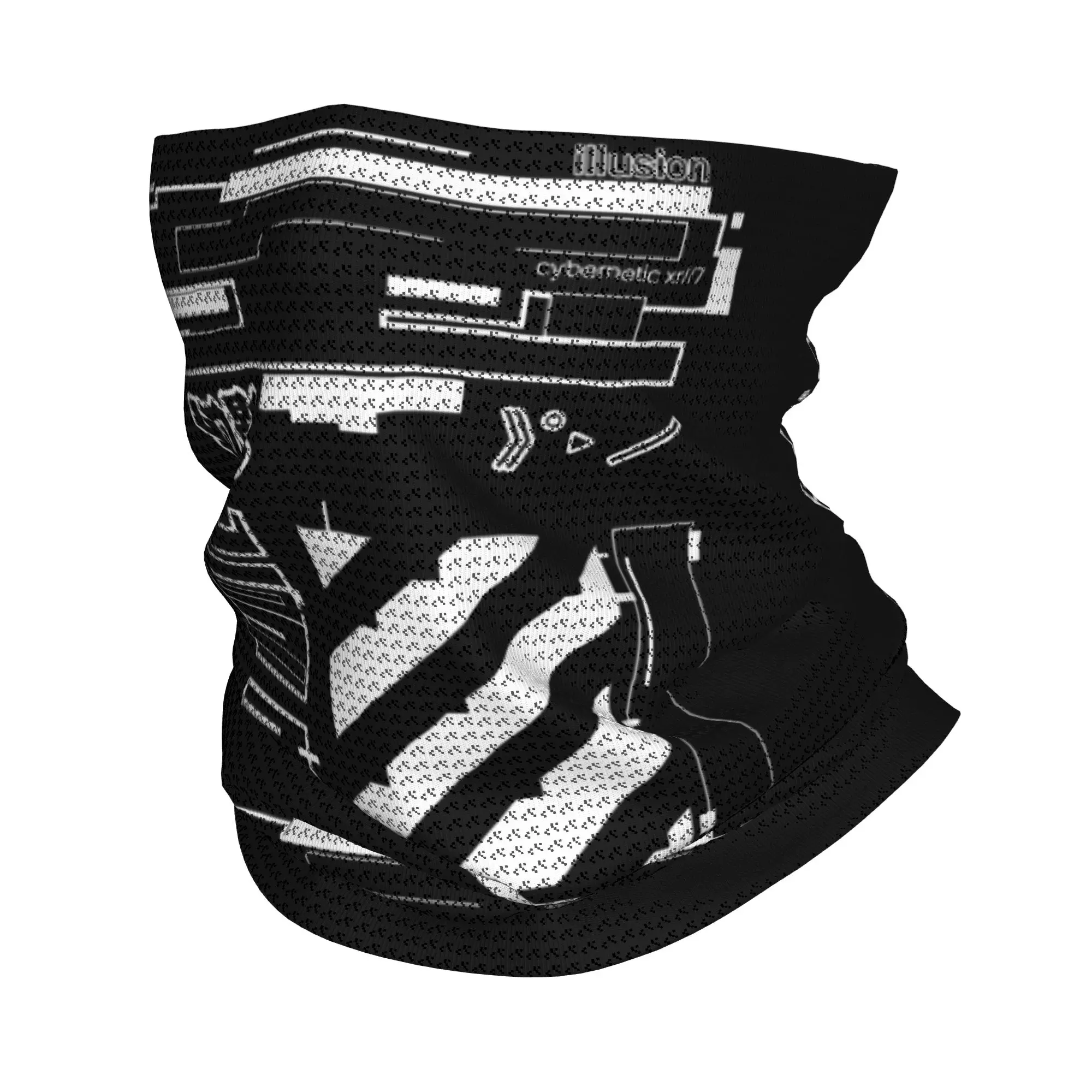 Illusion Techwear Neck Gaiter Women Men Windproof Winter Japanese Tokyo Future Tech Street Wear Style Bandana Scarf for Cycling