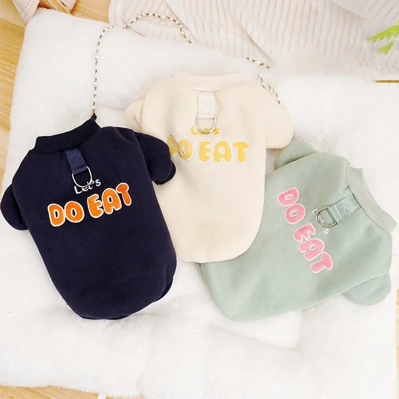 Winter Warm Pet Dog Clothes Letter Print Dog Hoodies Soft Puppy Costume Fashion Cat Sweatshirt Pet Hoodies Bichon Frise Clothes