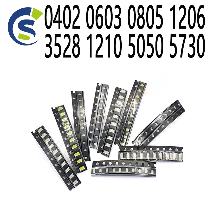 100pcs SMD LED Red Yellow Green White Blue light emitting diode Clear LED Light Diode 0402 0603 0805 1206 3528 1210 5050 5730