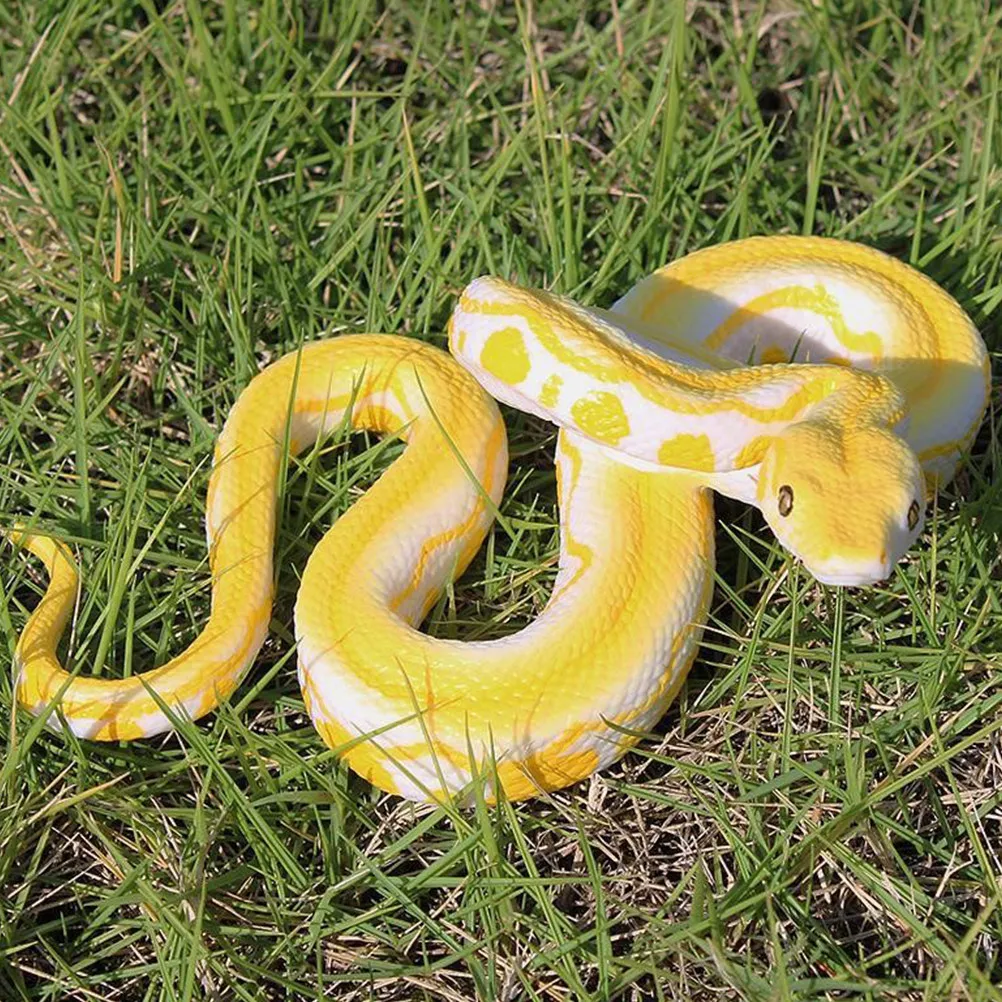 

Fake Snake Toy Statue Decor Realistic Snakes Prank Yellow Solid Figure Lifelike Kids Toys