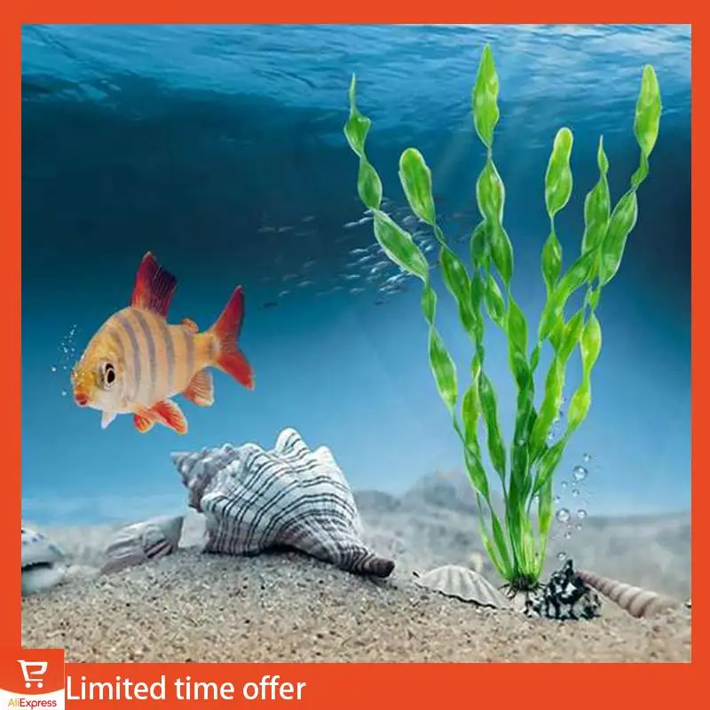 신선한 20PCS 인공 장식 플라스틱 수족관 물고기 탱크 장식 플라스틱 식물 (20Pcs 녹색)