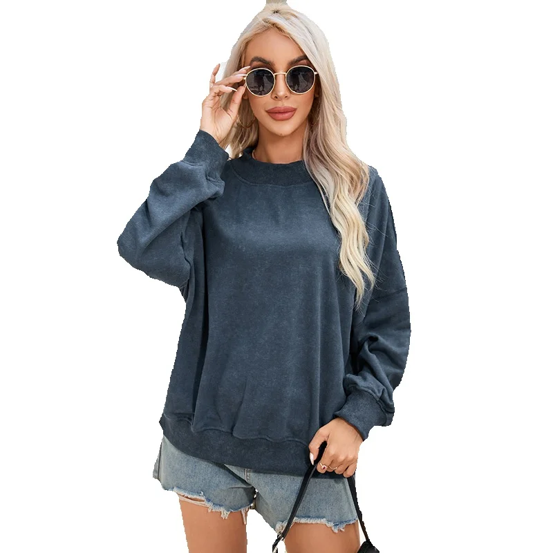 

Autumn New Solid Color Sweater Women's Casual Commuter Loose Pullover Round Neck Long Sleeve Top Women