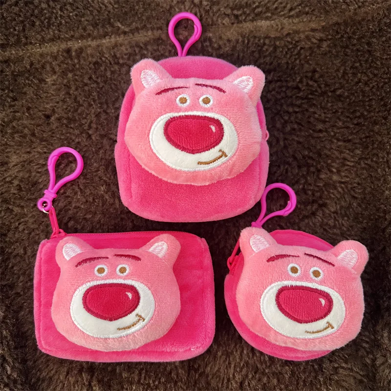Llavero de peluche Disney Lotso, bonito llavero de dibujos animados, monedero portátil de gran capacidad, colgante para mochila de estudiante, regalo para parejas y festivales