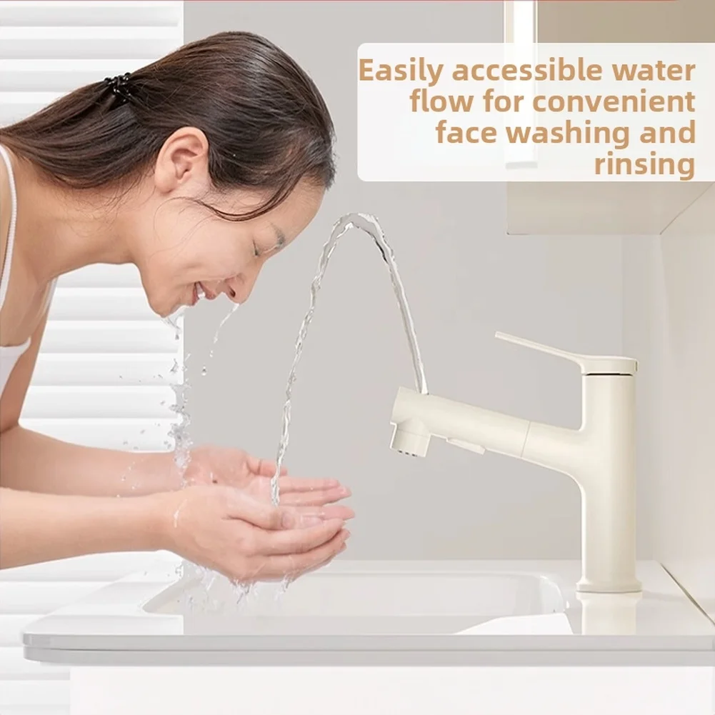 Modern Pull Out Faucet for Bathroom For Basin Brass Construction 3 Function Spray Bubble Shower Upflow 17.8x10.3x17.5cm