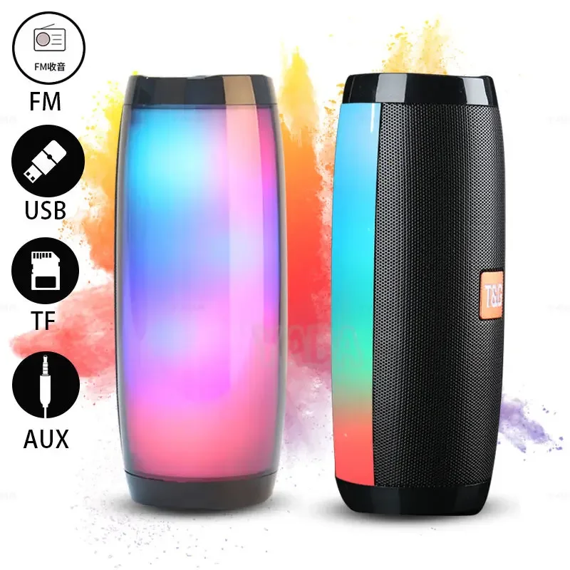 TG157 Portable Outdoor Wireless Bluetooth Speaker 3D Surround Stereoscopic Sound Band LED Colorful Atmosphere Light for Camping