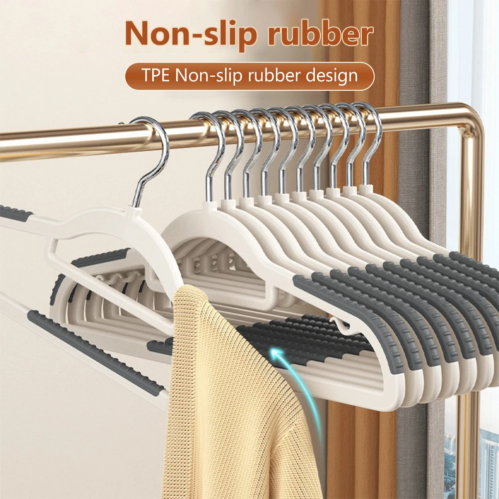 

10pcs Clothes Hanging Household Hangers Non-slip Dormitory Bedroom Special Storage Clothes Hanging No Trace Dropshipping