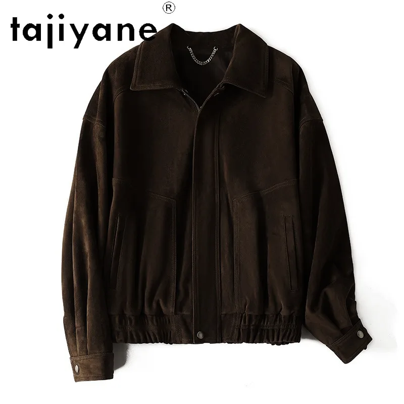 TAJIYANE Top Layer Goatskin Suede Outerwear Genuine Leather Jacket Women Winter Coats Short Jackets Loose Leather Coat Jaqueta