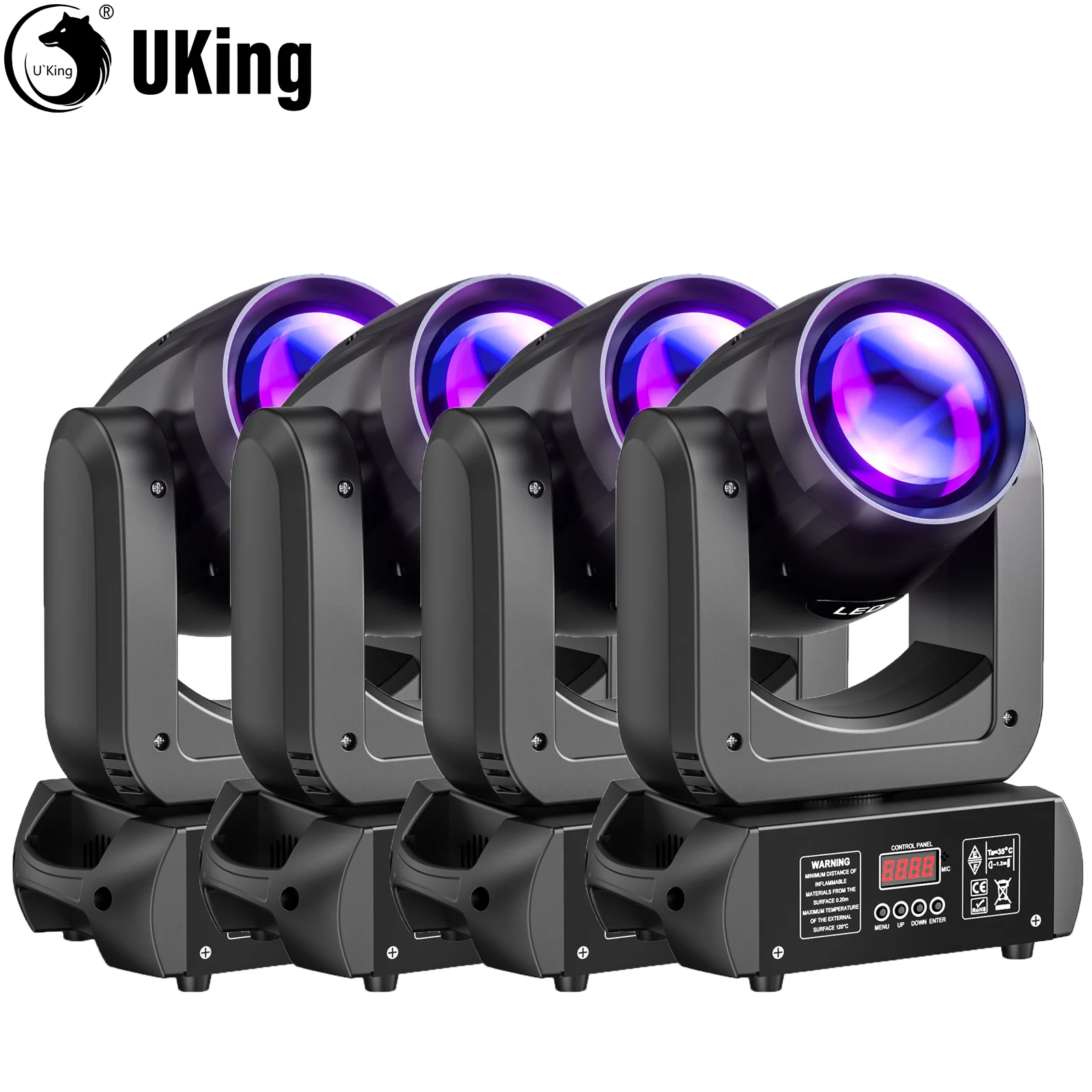 

U'King 4Pcs 150W Beam Moving Head Lights 18Prism 8Gobo Stage Lights DMX512 DJ Lights For Wedding Church Party KTV Disco Dj Bar