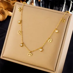 316L Stainless Steel Eye Crystal Pendant Necklace For Women Girl New Trend Clavicle Chain Jewelry Gift Party Bijoux