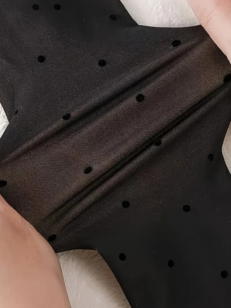 1 paio di collant caldi da donna stampati a pois eleganti e trasparenti, leggings elasticizzati morbidi e confortevoli per l'autunno, ciao