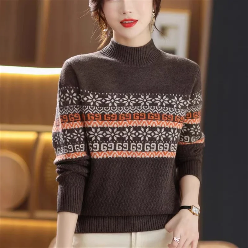 ダリャン ニットセーター 毛玉なし ベースレイヤー 高級 レディース ファッション ロング丈 ハイネック レギュラーフィット 秋服