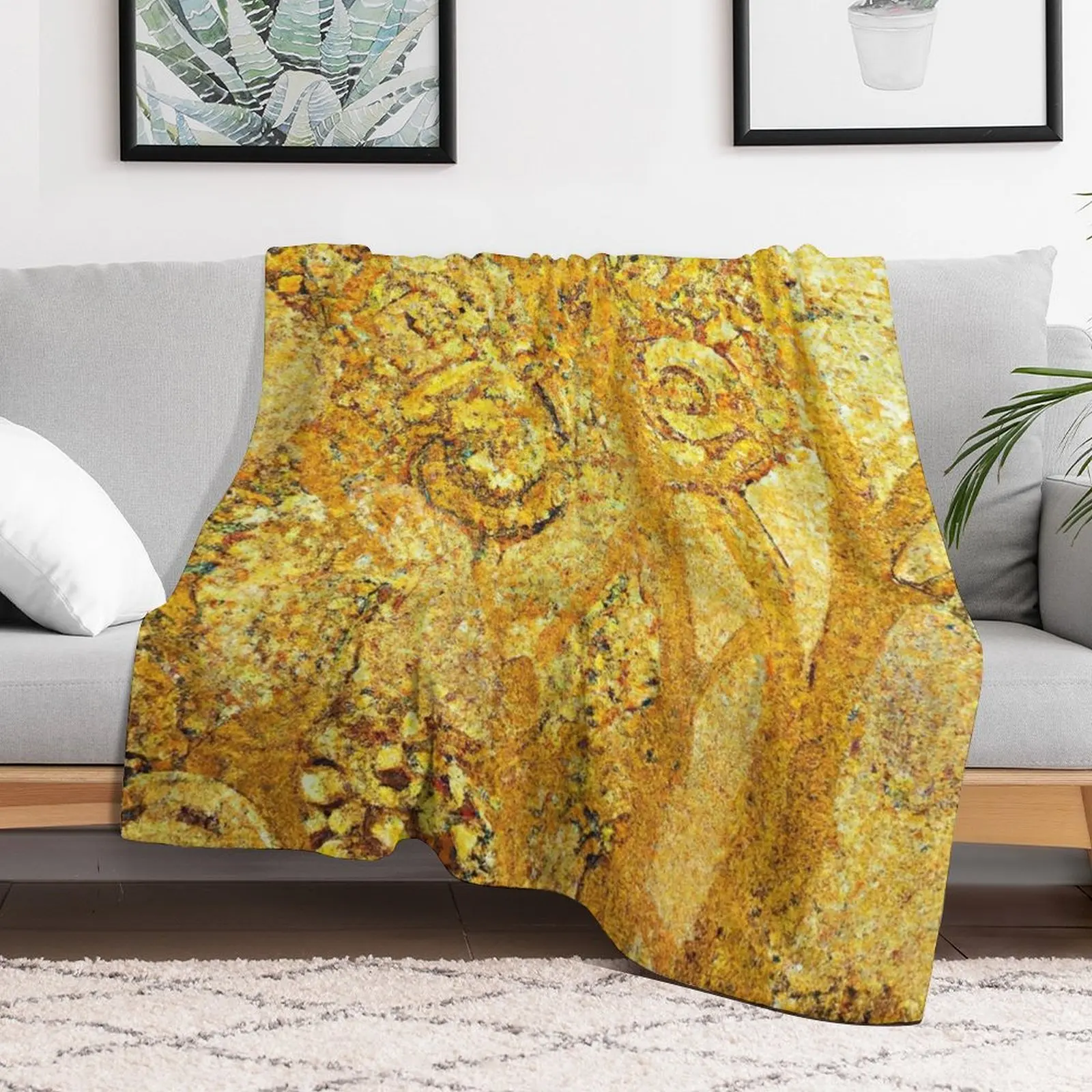 Gustav Klimt Gold Floral Throw Blanket