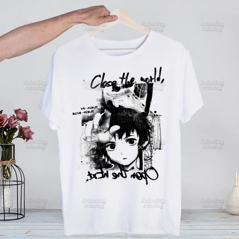 Serial Experiments Lain T Shirt Men Shirts Quality Summer Japan Anime Iwakura Manga Top Tshirts Short Sleeves Tees T-Shirt