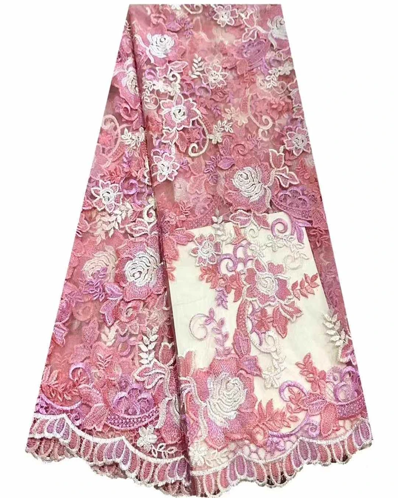 

High-Quality Africa Nigerian Cotton Embroidery Lace Fabric Tulle for Wedding Party Dress Chiffon