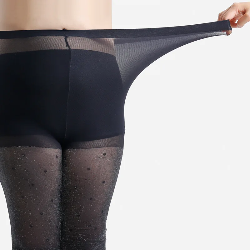 Femmes noir grande taille XL 2XL 3XL 4XL brillant argent fil dames confort ascenseur hanche nylon bonneterie collants