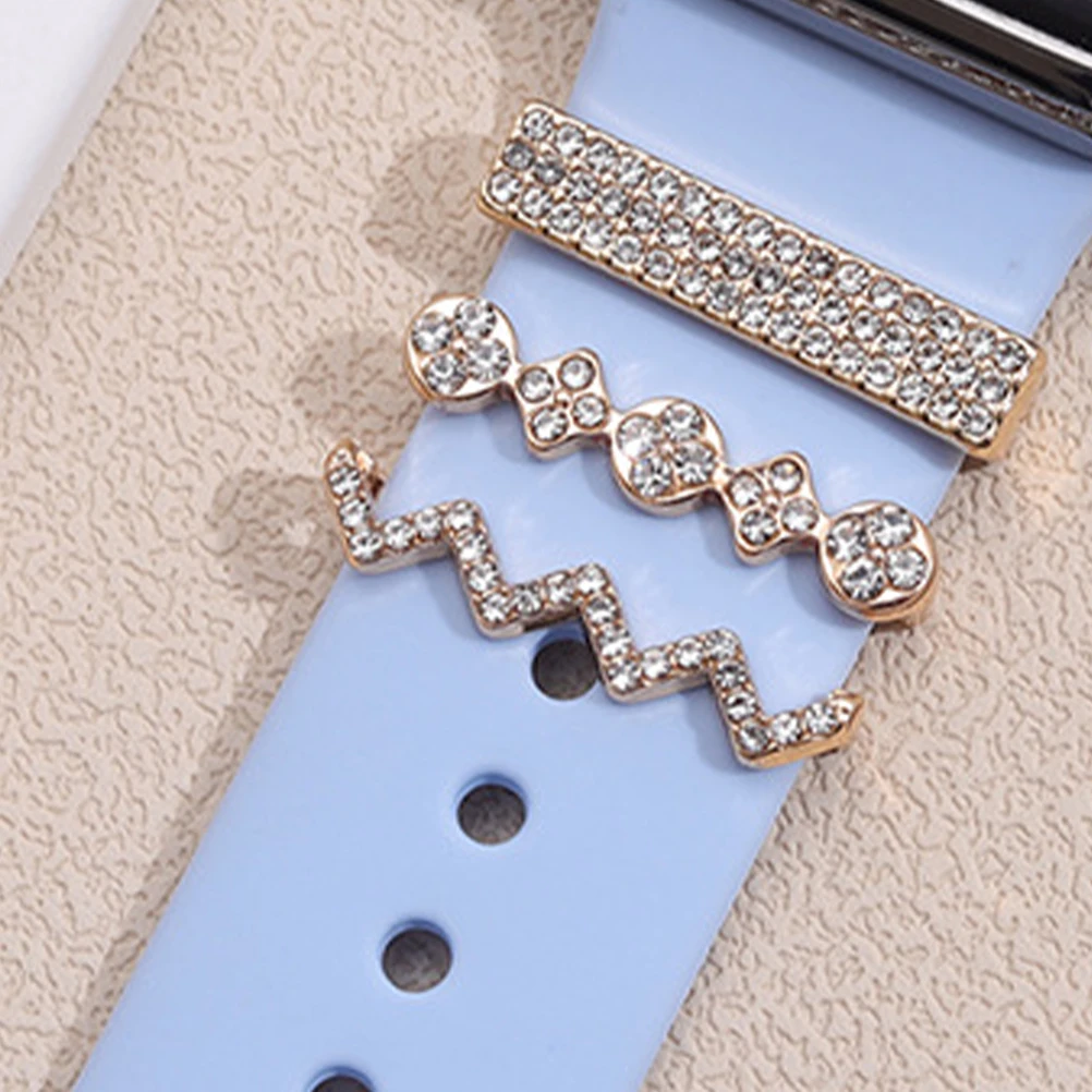 

3pcs Watch Band Charms Bling Watchband Rings For Women Decorative Watch Strap Decorations Alloy Metal Ring Loops Fits Silicone