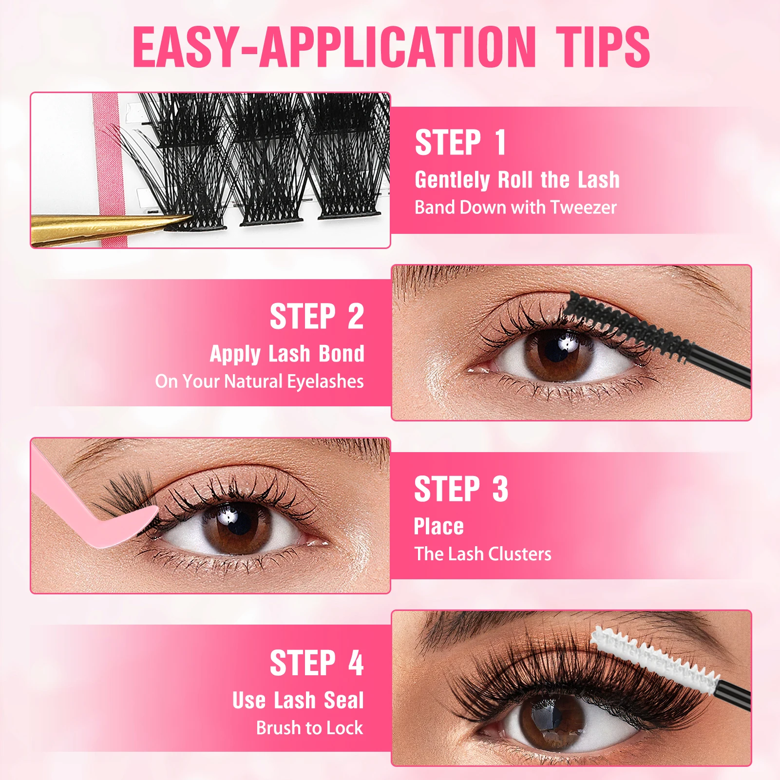 40-60d DIY falsche Wimpern flauschige Cluster-Wimpern Schwarz Natural Lash vorgefertigte Fächer-Wimpernverlängerung für Frauen Eye-Lifting Makeup