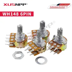 5Pcs B1K B2K B5K B10K B20K B50K B100K B500K B1M 6Pin As WH148 Potentiometer 1K 2K 5K 10K 20K 50K 100K 500K 1M