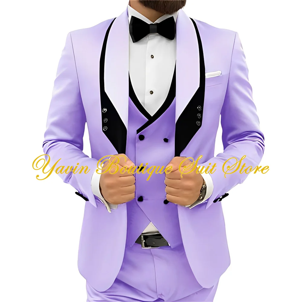 Fashion Business Men's Suit 3-Piece Set Jacket Vest Pants Slim Fit Tuxedo Wedding Party Man Suits