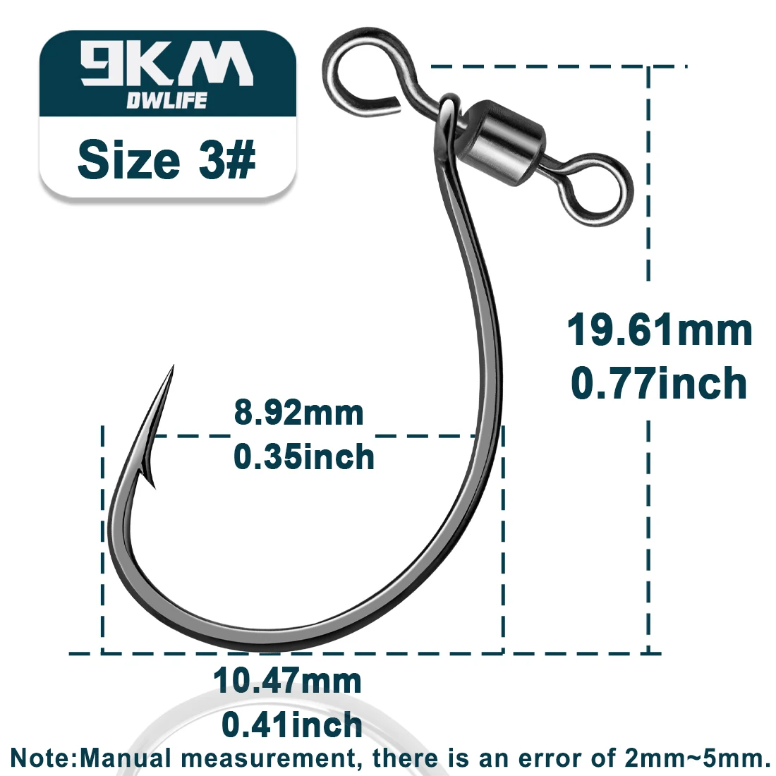 9KM DWLIFE Drop Shot Angelhaken Wirbel Angeln Inline DropShot Rig Wurmhaken 25 ~ 100 Stück Hartstahl für Karpfenbarsch Barsch Wels 8