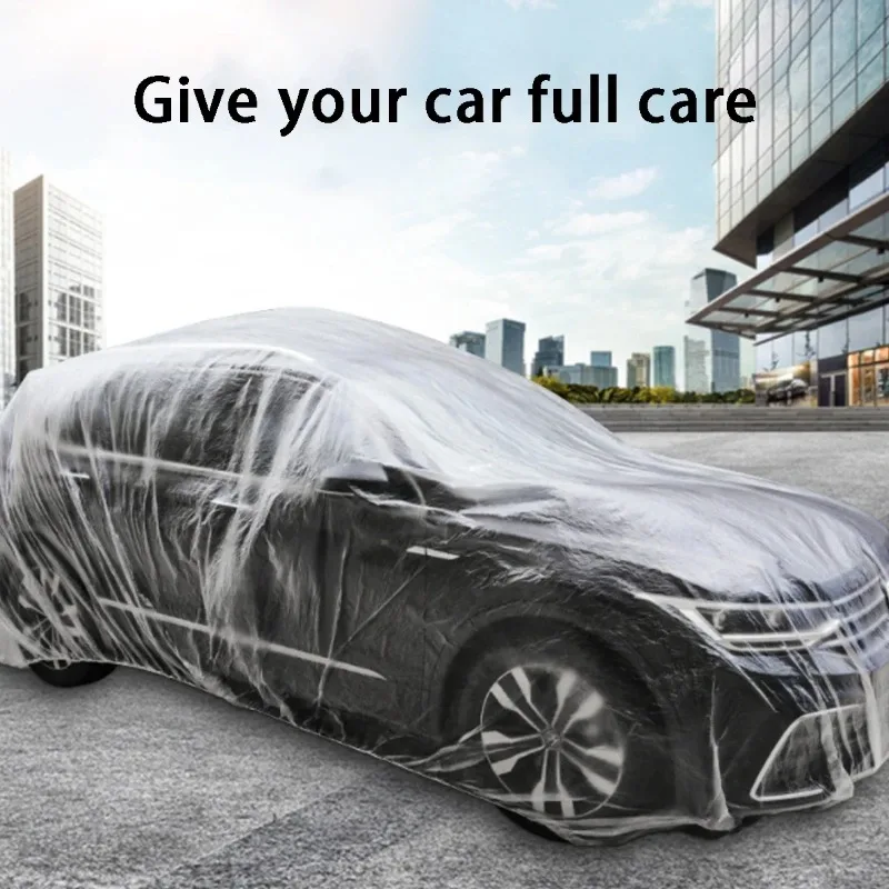 Transparent car cover general simple disposable car cover Sun protection SUV rain cover plastic car cover dust cover