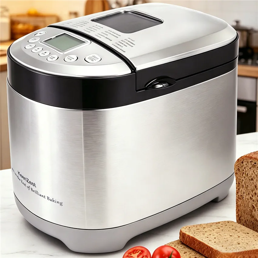 KeenZest 27-in-1 SMART Bread Machine 2LB Stainless Steel Gluten Free Bread Maker with Homemade Cycle and Whole Wheat Setting