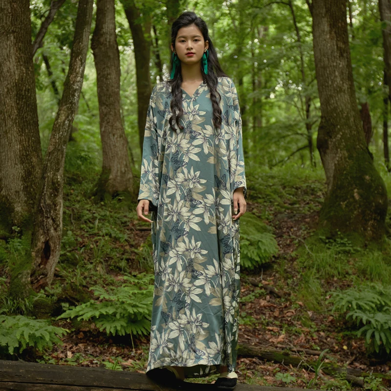 

Винтажная длинная свободная юбка Dr Dancing Flower Meat Q256 для арт-фотосессий, увеличенный размер, V-образный вырез, облегающая юбка H-образной формы