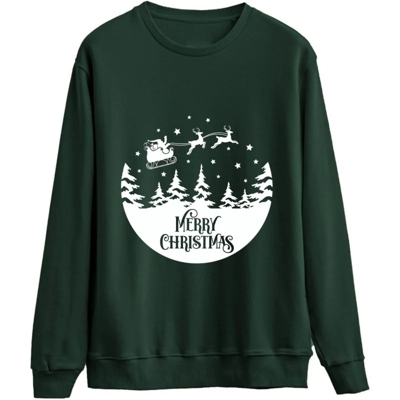 

Christmas sports shirt fun soft cotton neutral adult print pattern top forest green