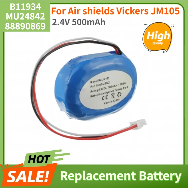 

B11934 MU24842 88890869 High Quality Battery 2.4V 500mAh for Air shields Vickers JM105 Brand New Replacement Battery