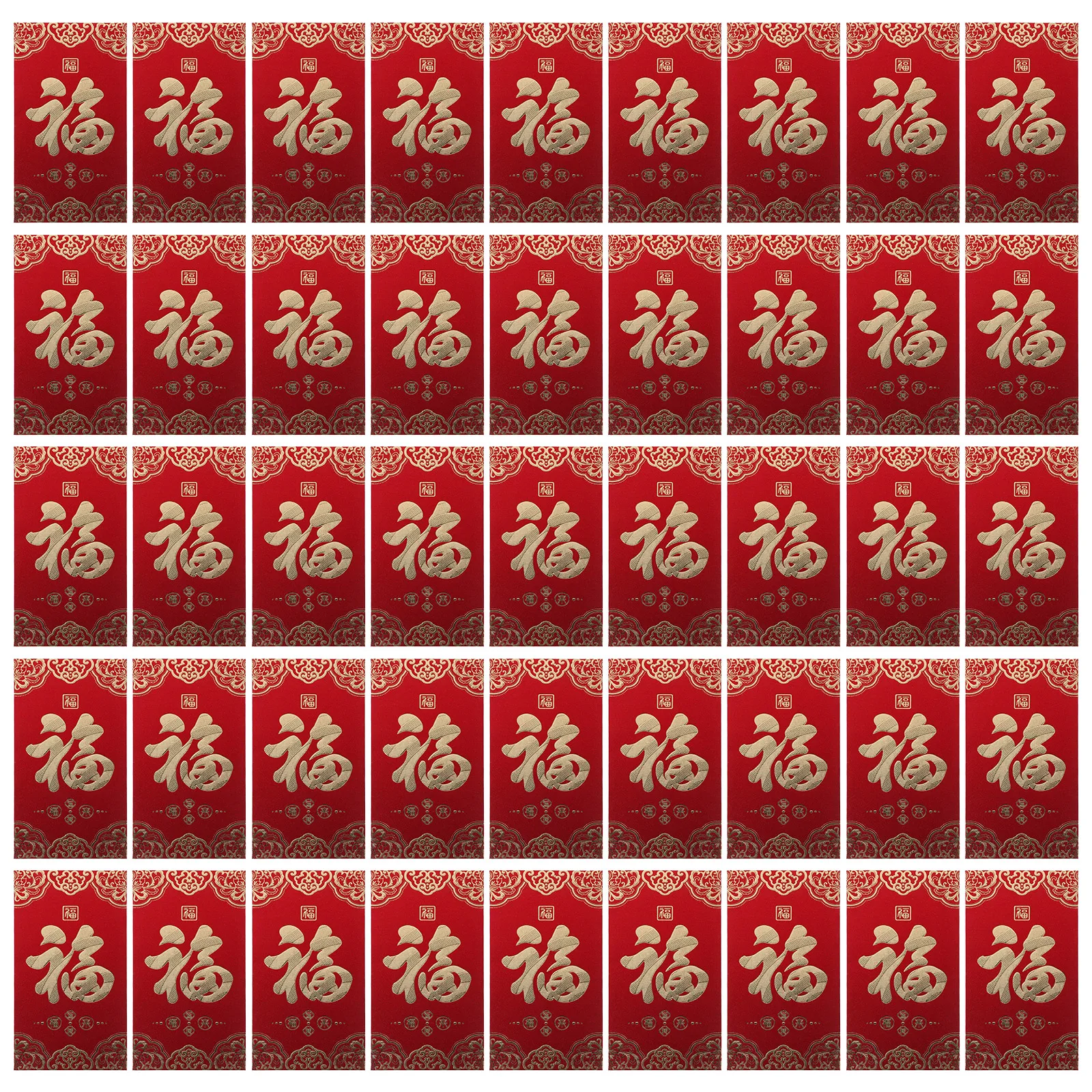 

60pcs Chinese Red Lunar New Year 2026 Festive Horse Year Design Traditional Fu Character Sturdy Printing Money Envelopes Spring