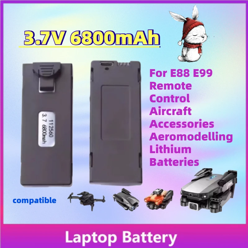

Large Capacity 3.7V 6800mAh Li-po Drone Battery for E88 E99 Remote Control Aircraft Accessories Aeromodelling Lithium Batteries