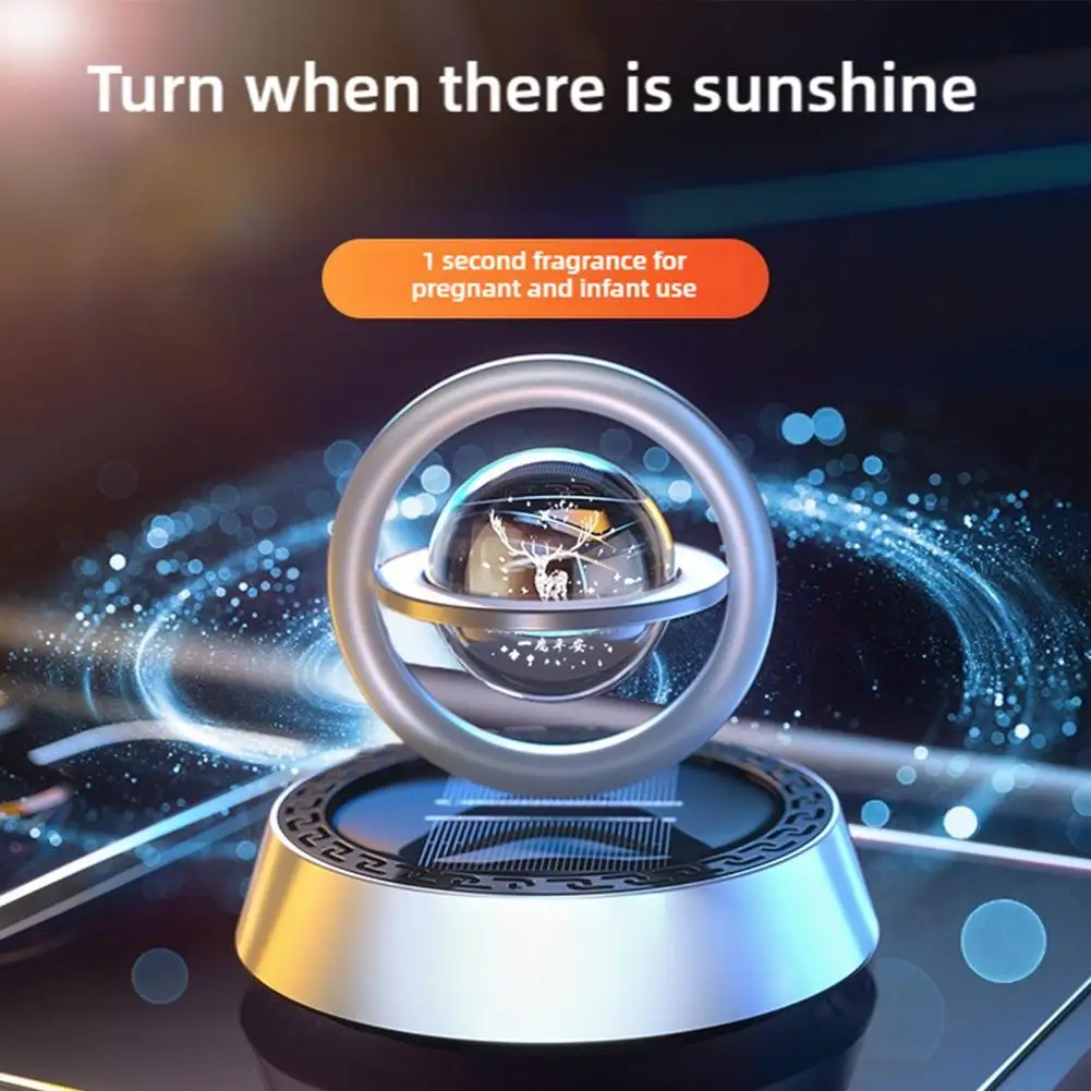 New Creative Solar Rotating Car Perfume Aluminum Alloy Interstellar Suspension Car Perfume Ornaments Car Aromatherapy