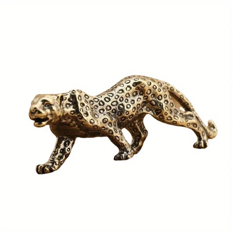 Retro Brass Money Leopard Figurine Office Desktop Decor Antique Copper Piece Pocket Play Collectible view 5