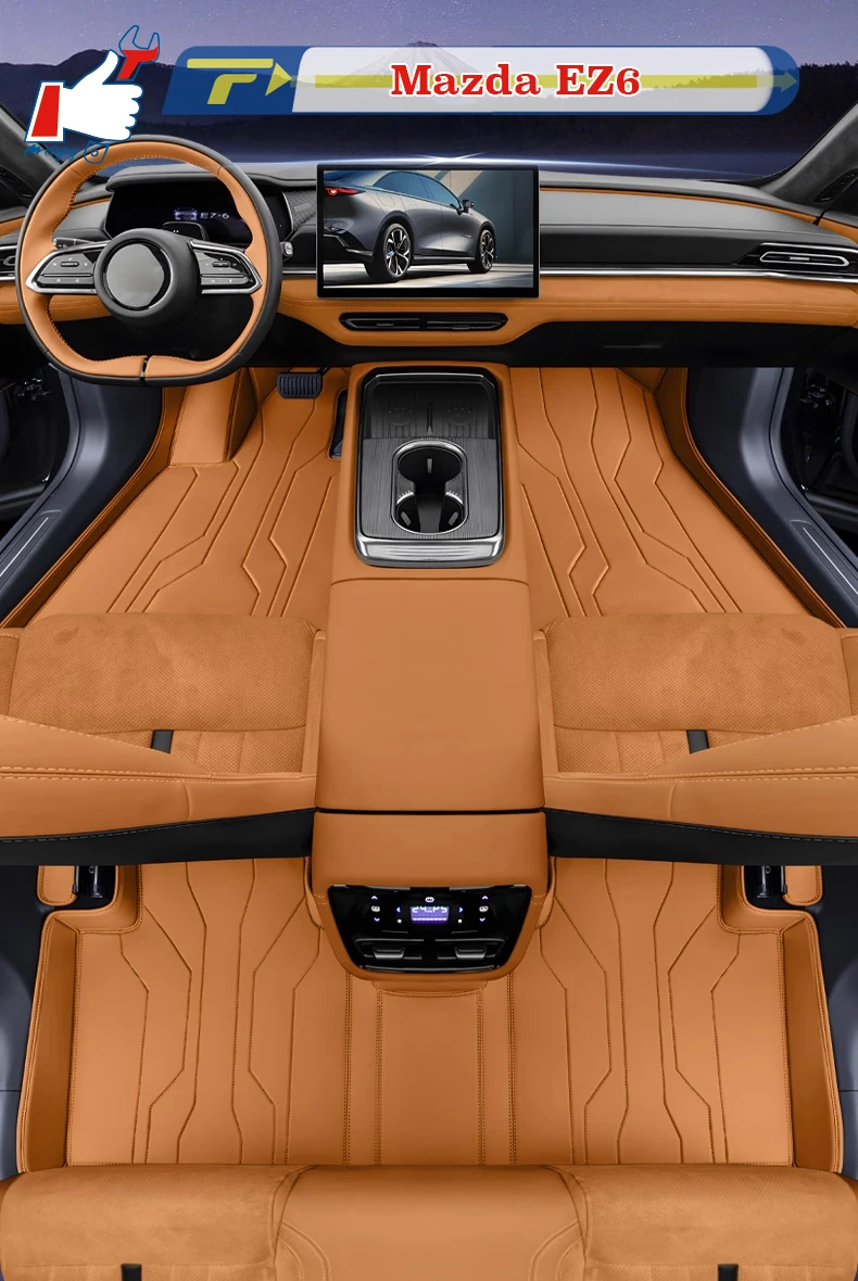 اليد اليسرى محرك سيارة الكلمة حصيرة لمازدا EZ6 2024 كامل المحيطي القدم حصيرة حصيرة الطابق بطانة سجادة أرضيات حصيرة مقاومة للماء