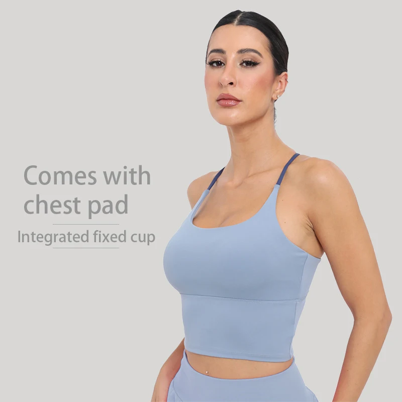 Women's 'Naked-Feel' High-Stretch Summer Sports Bra Top - Running Vest Yoga & Fitness Camisole