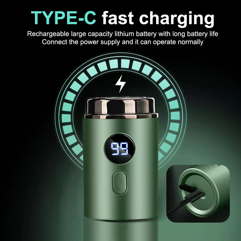 IPX-7 Waterproof Mini Electric Shaver, Upgraded 2025, Men's Portable Travel Razor, USB Charging