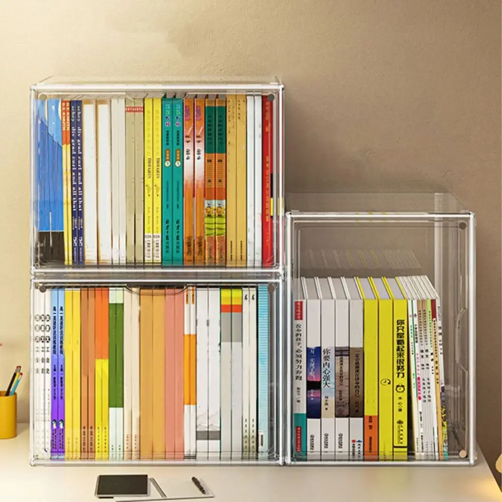 شفافة 2 الطبقة الناهض حامل حالة المغناطيسي سعة كبيرة أرقام دمية عرض حالة الاكريليك الغبار منظم مكتب صندوق حقيبة