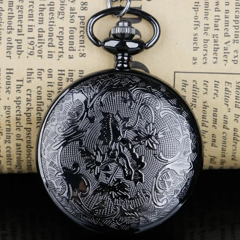 خمر الجوف الأسود الروماني سلسلة العددية ساعة كوارتز الرجال المرأة قلادة ساعة الجيب قلادة ساعة الهدايا