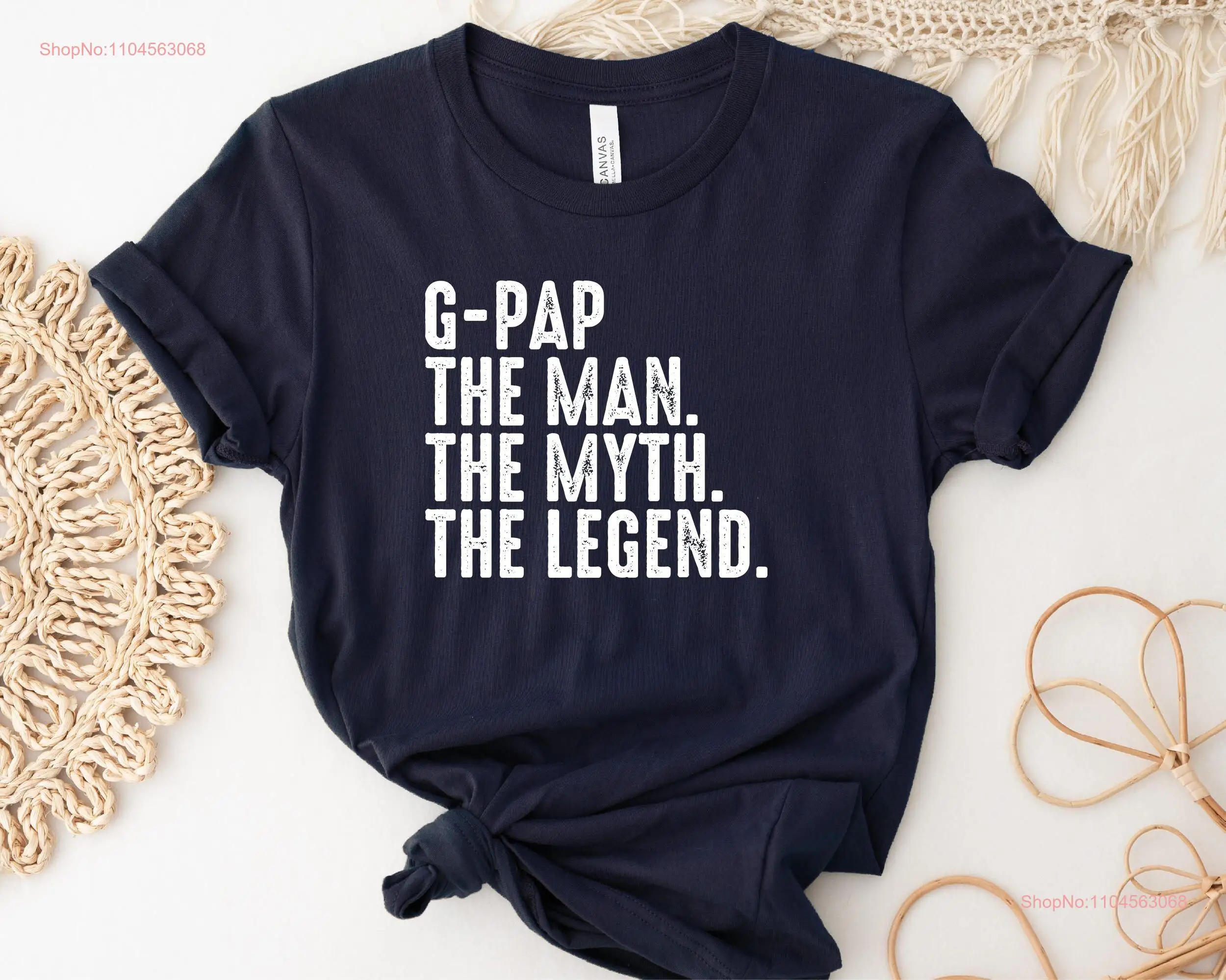 G Pap T Shirt The Man Myth Legend Father For Grandpa Crewneck Men Fathers Day Dad long or short sleeves