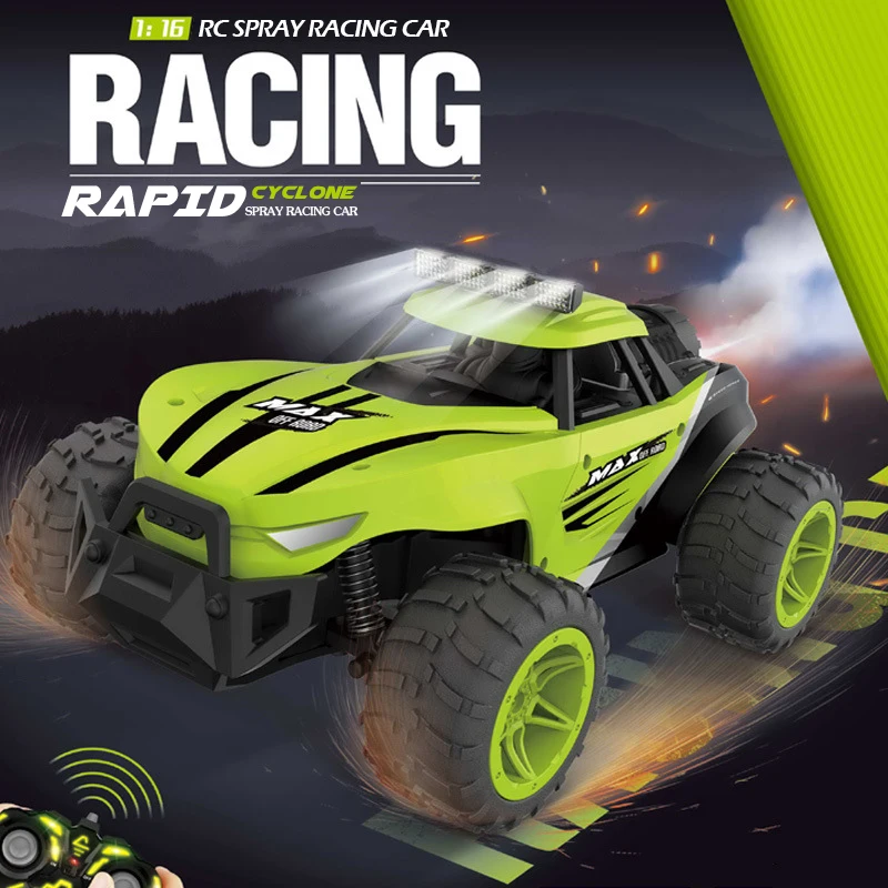 Rc Car 1/16 Remote Control Competition Crawler Light Spray High-Speed All Terrain Off Road Climbing Electric Car for Boys