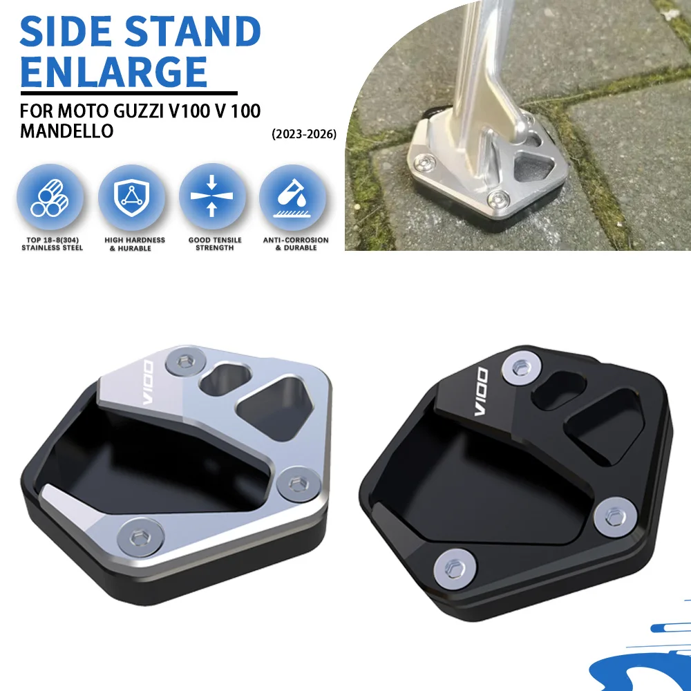 

For Moto Guzzi V100 V 100 Mandello 2023 2024 2025 2026 Motorcycle Kickstand Foot Side Stand Extension Enlarge Foot Pad Support