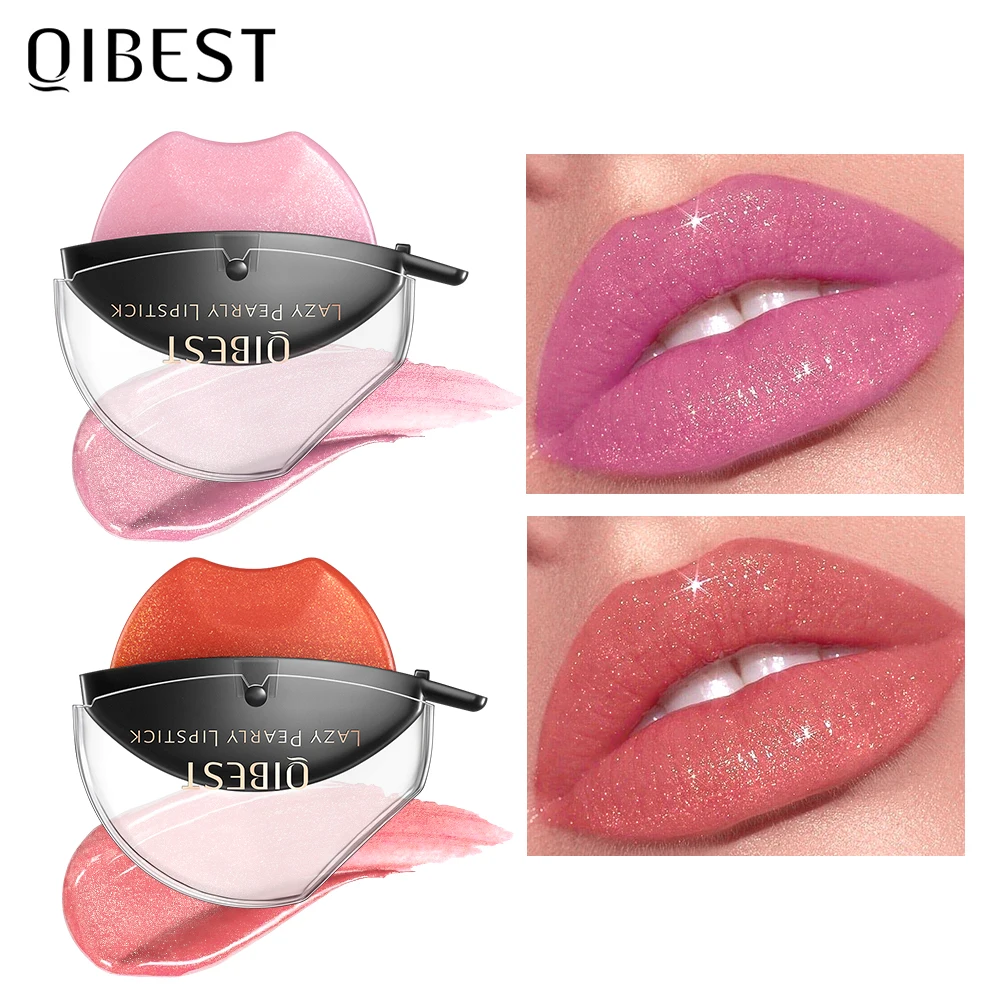 QIBEST Lip-shaped Lipstick Color Changing Lazy Lipstick Long Lasting Nude Lip Stick Lip Plumper Makeup Lip Balm Stain For Women